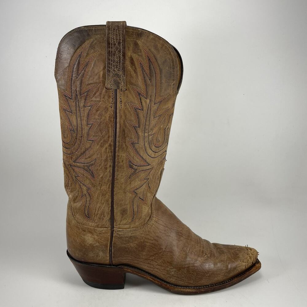 Lucchese Savannah N4540 Tan Mad Dog Goat Leather Cowboy Boots Womens Size 8 B